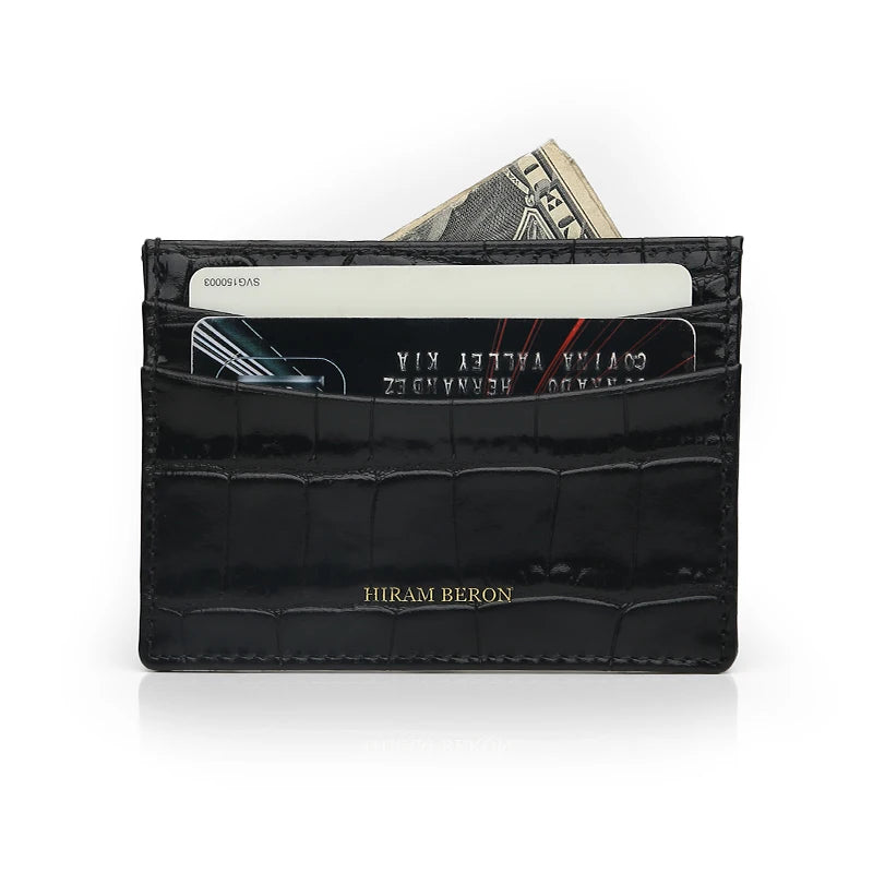 Custom Name Monogram Luxury Genuine Leather Men Wallet Card Holder Crocodile Pattern Gift for Girlfriend Boyfriend Friend Her