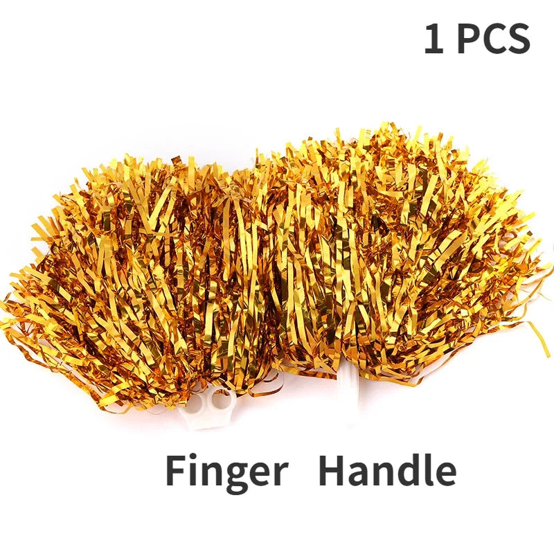 Cheerleading Pom Poms with Handle Cheer Balls Gold Yellow Pink Red Green Blue for Hand Dance Women Girl Kids Pompoms Accessor