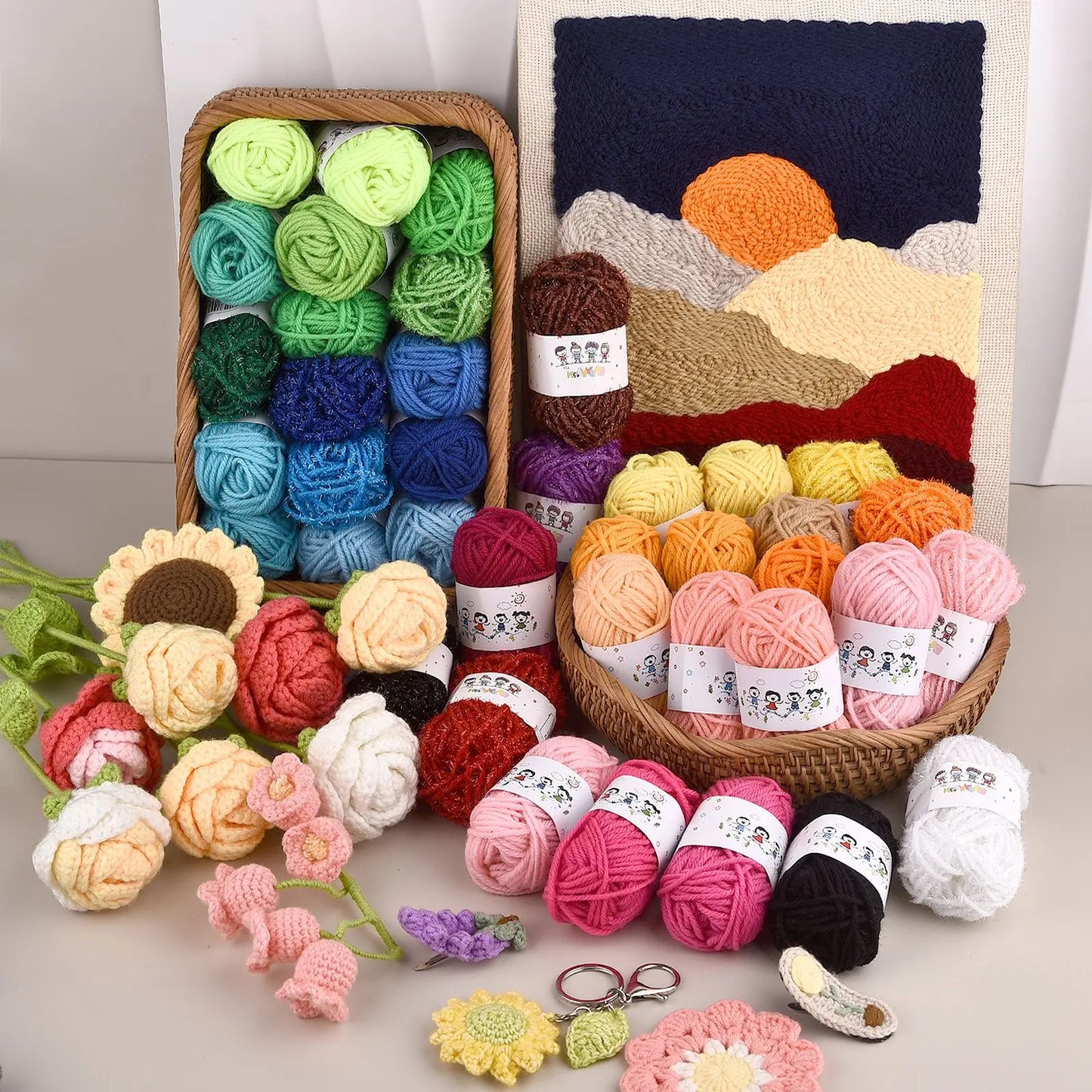 12Color Set Kids DIY Knitting Crochet Yarns Colorful Material For Needlework Sewing Hand Crafting Wool Ball Hat Dolls Soft Se