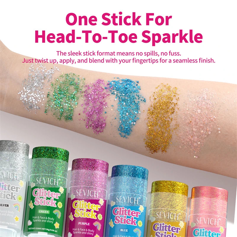 Sparkling Sequins Glitter Gel Stick Mermaid Sequin Body Glitter Gel Cosmetic Hair Glitter Festival Makeup for Christmas Party
