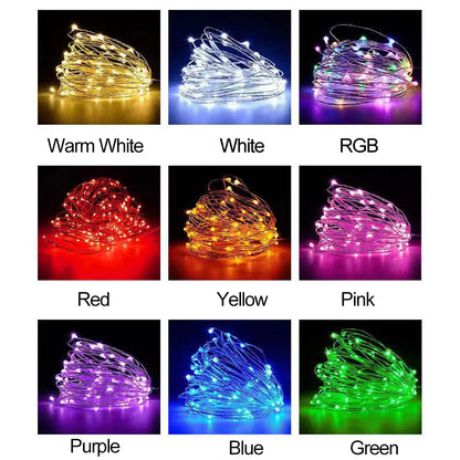 Led Copper Wire Fairy Lights Waterproof LED String Lights Battery Operated DIY Wedding Party Christmas Decoration Garland