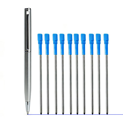 Mini Stainless Steel Metal Ballpoint Pen with 10 Replacement Refills Set, Portable Pocket Ballpen Compact Short Pen for Walle