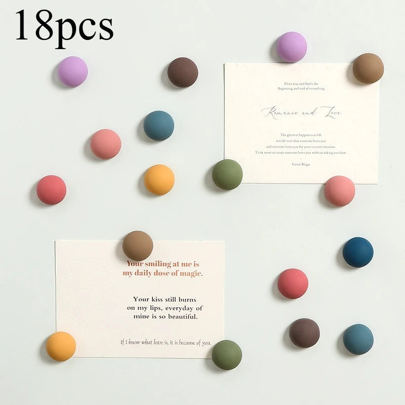 9/18pcs Morandi color Fridge Magnets Frosted Round Magnets Personalized Home Decor Whiteboard Photo Message Board Home Decor 