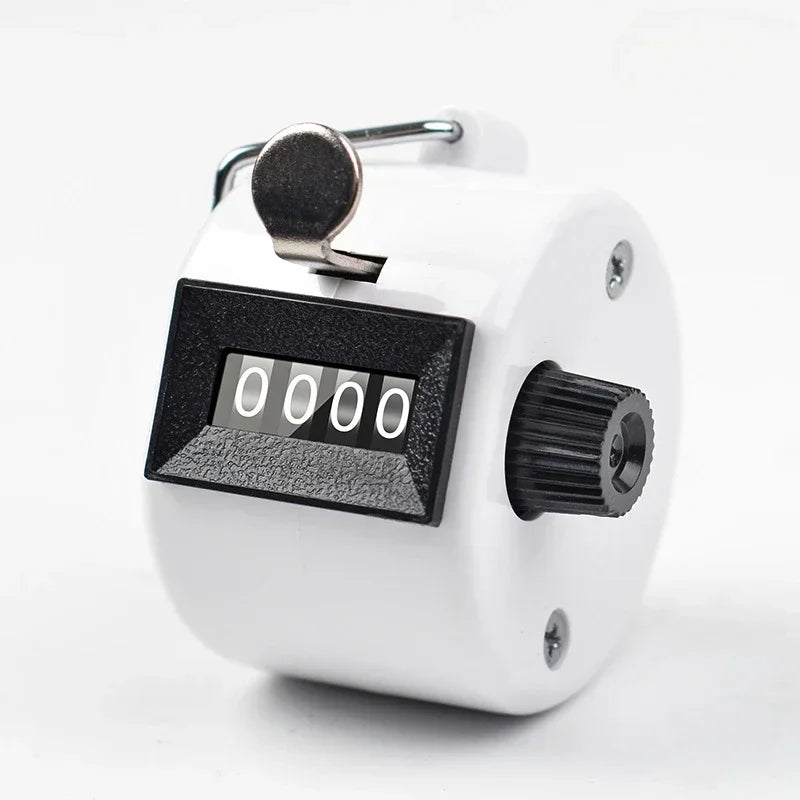 Handheld 4 Digital Tally Counter Mechanical Manual Palm Clicker Number Count Assorted Tally Counter Number Count - WHITE
