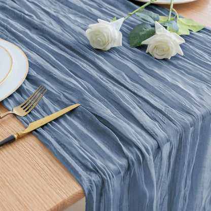 40x275cm Wedding Pink Gauze Table Runner Semi-Sheer Cheesecloth Table Setting Dining Party Christmas Banquets Arches Cake Dec
