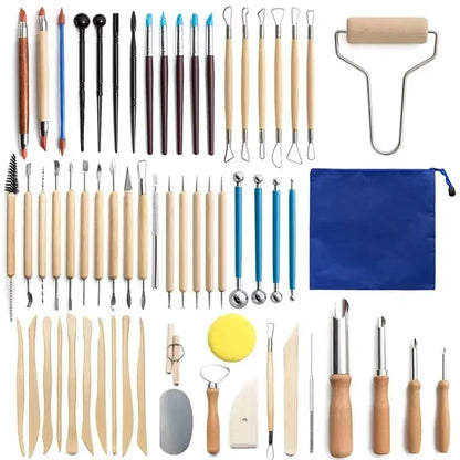 Pottery Clay Sculpting Tools Kit 8-61 Pcs/Set, Ceramic Wax Clays Carving Tools for Art Craft Pottery Sculpting Modeling Tool 