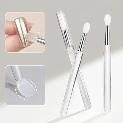 Nail Art Silicone Applicator Sticks Chrome Pigment Dust Applying Manicure Tool Easy-Daub Pigment Silicone Nail Brushes - 3pcs