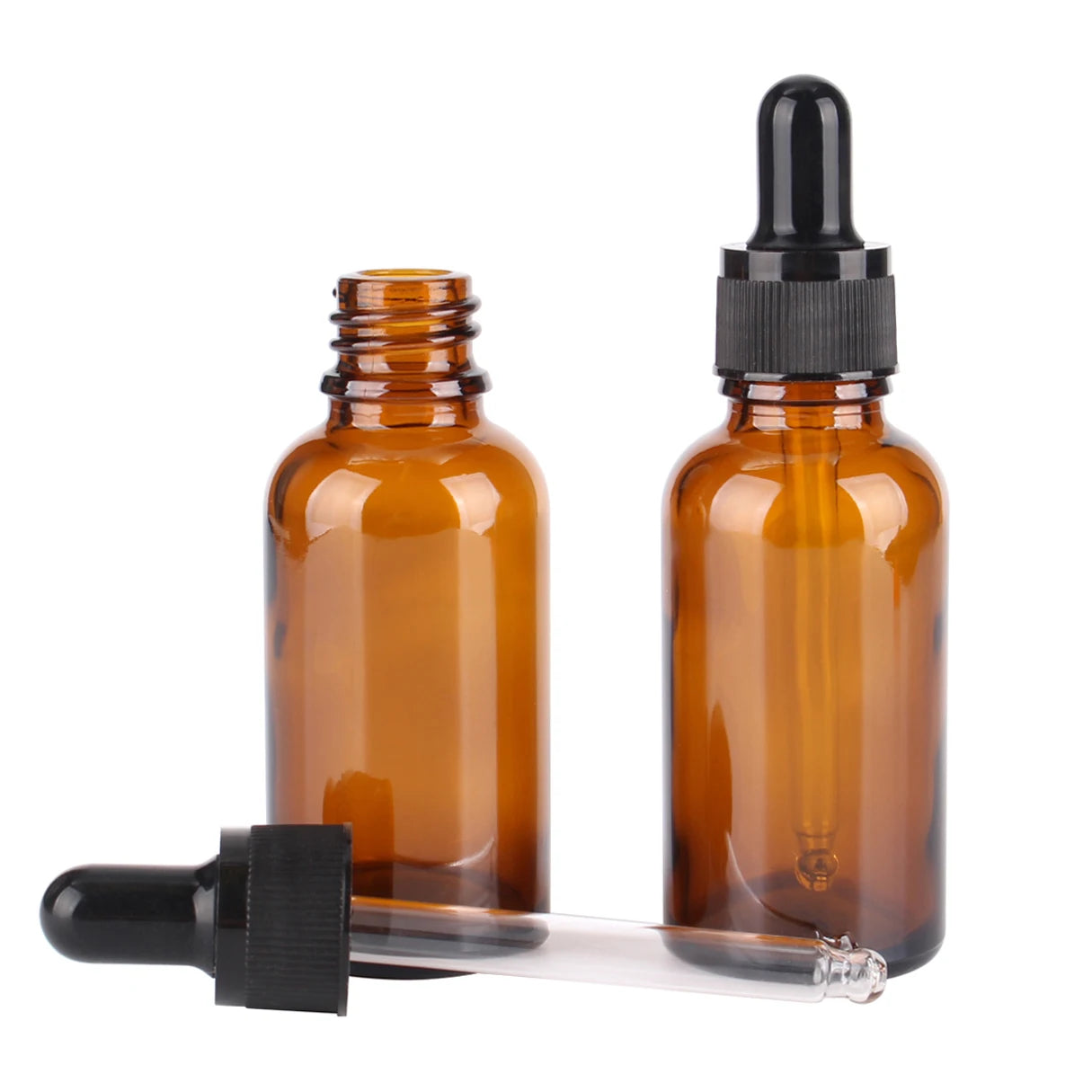 6/12/24pcs 5ml 10ml 15ml 20ml 30ml 50ml 100ml Amber Glass Dropper Bottles with Glass Pipette for Cosmetic Perfume Essential O