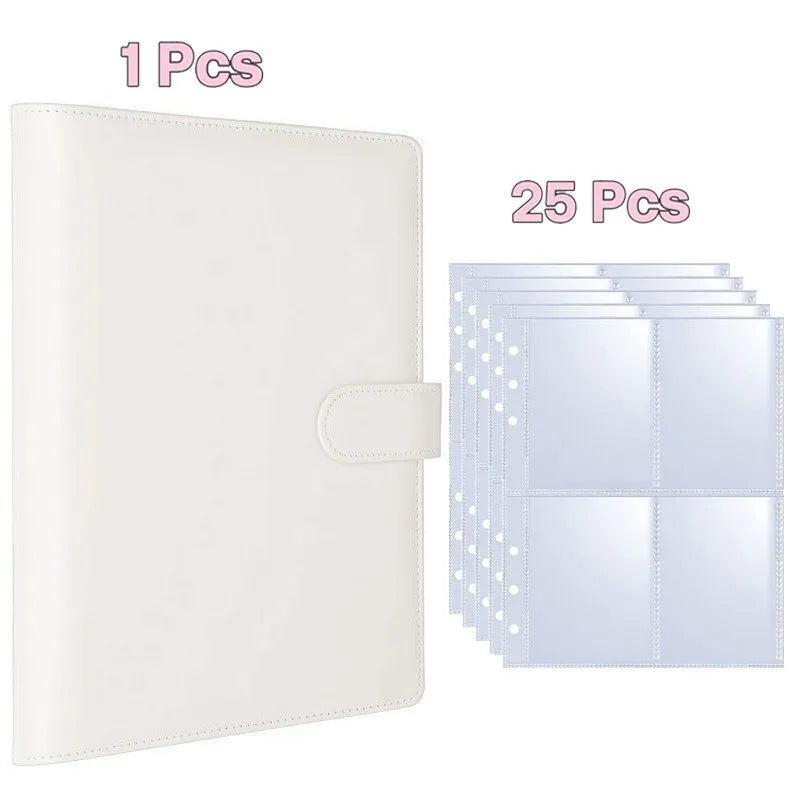 Kpop Photocard Binder with 25 pages 4-Pocket Card Collector Album with 200 Card Slots PU Leather Cover Organizing Cards