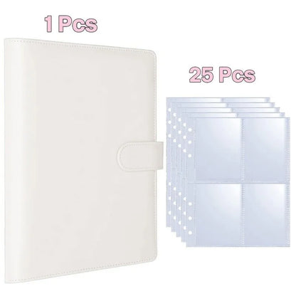 Kpop Photocard Binder with 25 pages 4-Pocket Card Collector Album with 200 Card Slots PU Leather Cover Organizing Cards