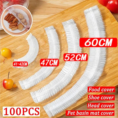50 Pieces Disposable Food Cover Plastic Wrap Food Grade Fruit And Vegetable Plastic Bags Elastic Plastic Bags Kitchen Organiz