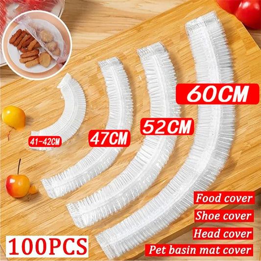50 Pieces Disposable Food Cover Plastic Wrap Food Grade Fruit And Vegetable Plastic Bags Elastic Plastic Bags Kitchen Organiz