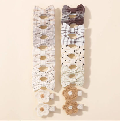 BABY BOWS 20Pcs/set Handmade Fabric Printed Barrette Boutique Mini Boutique Bangs Bow Hair Clip Ins Daisy Hairgripes