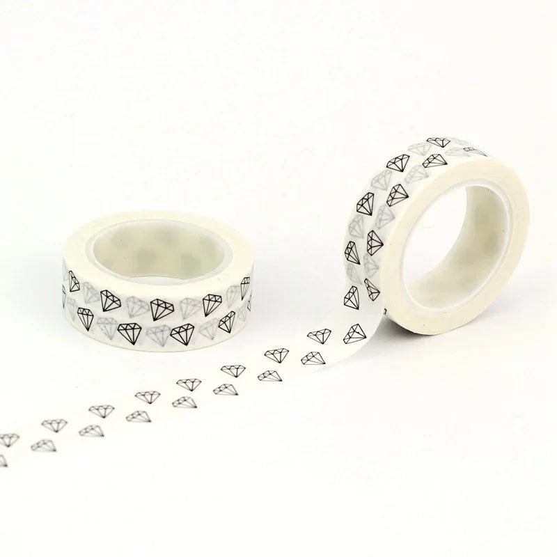 NEW 1PC 10M Decorative Black and White Japanese Washi Tape Set DIY Journaling Adhesive Moon Masking Tape Cute Stationery - NO