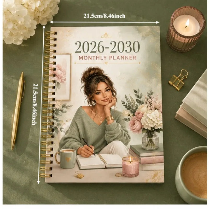 2026-2030 Monthly Planner Journal, A5 Spiral-Bound Life Organizer with Weekly & Monthly Views, Perfect for Work, School & Per