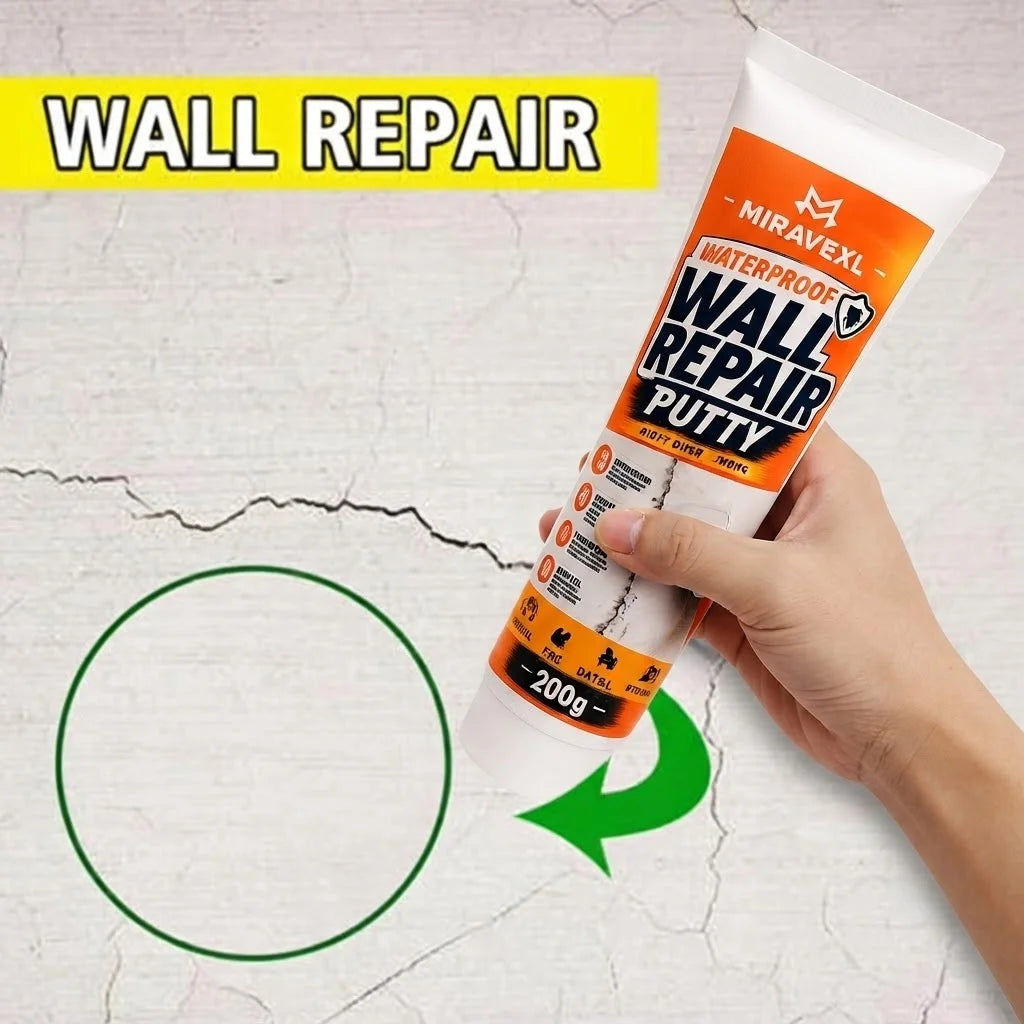Wall Repair Putty Kit -200gWaterproof Spackling Compound with Scraper,Nozzle, Sandpaper,Gloves for Easy DIY Crack Mending