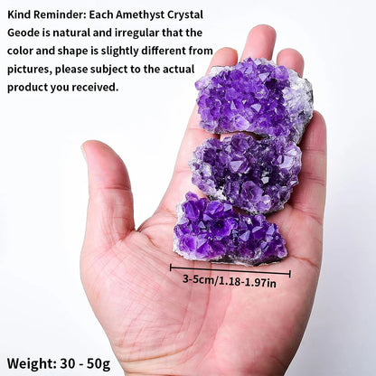30-70g Natural Amethyst Geode Cave Healing Crystal Stones Rock Cluster Druzy Witchcraft Raw Amethyst Gemstone Specimen