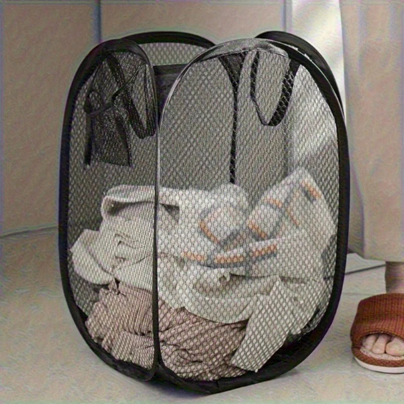 Collapsible Pop-up Mesh Laundry Basket Portable Clothes Hamper for Easy Washing and Storage of Dirty Clothes Socks Toys Sundr