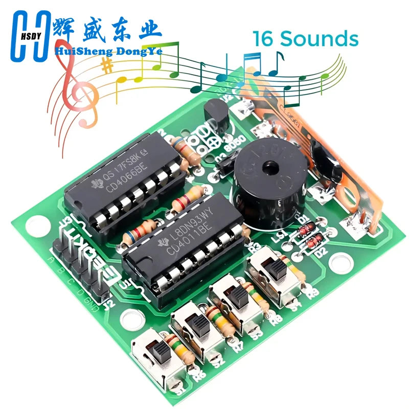 16 Music Sound Box BOX-16 Board 16-Tone Electronic Module DIY Kit Parts Components Soldering Practice Learning Kits for Ardui