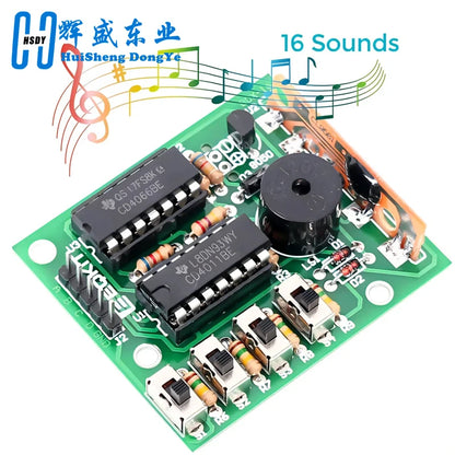 16 Music Sound Box BOX-16 Board 16-Tone Electronic Module DIY Kit Parts Components Soldering Practice Learning Kits for Ardui