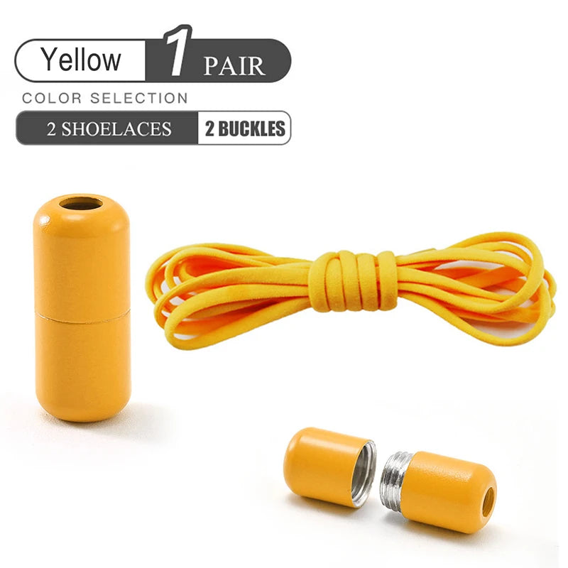 Elastic No Tie Shoelaces Semicircle Shoe Laces For Kids and Adult Sneakers Shoelace Quick Lazy Metal Lock Laces Shoe Strings 