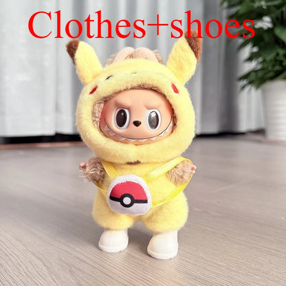 4 Styles for Labubu Clothes Pokemon Pikachu Set Role-playing Costume, Animated Characters, Labubu Accessories (No Dolls) - No