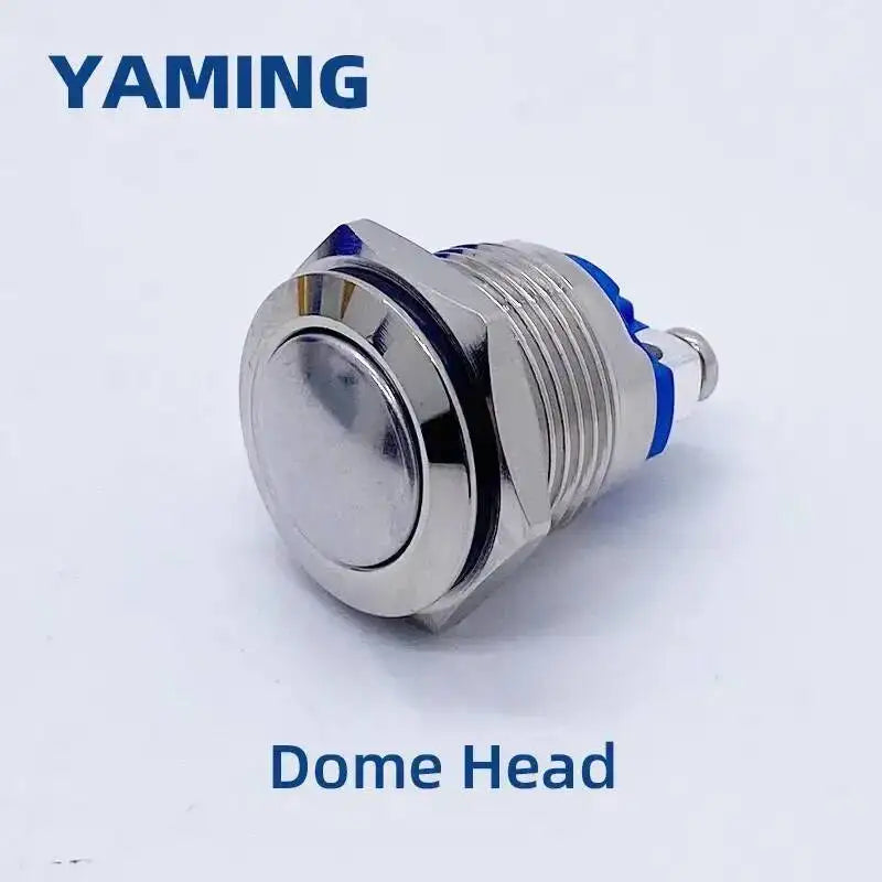 16mm Metal Push Button Switch IP65 Waterproof Nickel Plated Brass Press Button Self-reset 1NO High/Flat/Shape Round Momentary