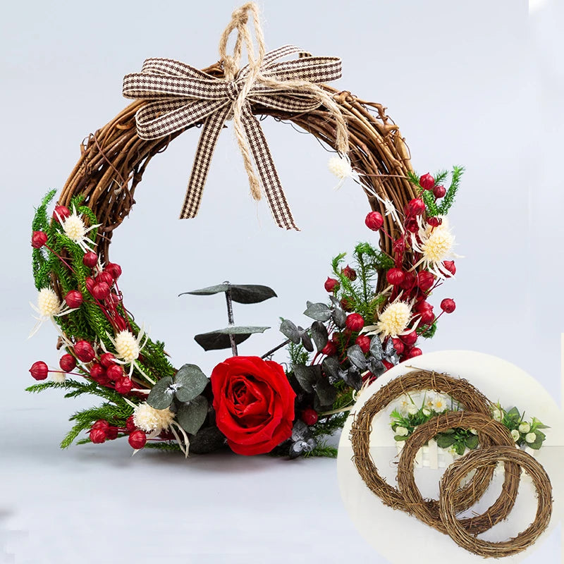 DIY Merry Christmas Decorations For Home Natural Rattan Wreath Garland Tree Craft Xmas Decor Accessories Spring Wedding New Y