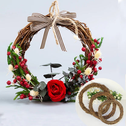 DIY Merry Christmas Decorations For Home Natural Rattan Wreath Garland Tree Craft Xmas Decor Accessories Spring Wedding New Y