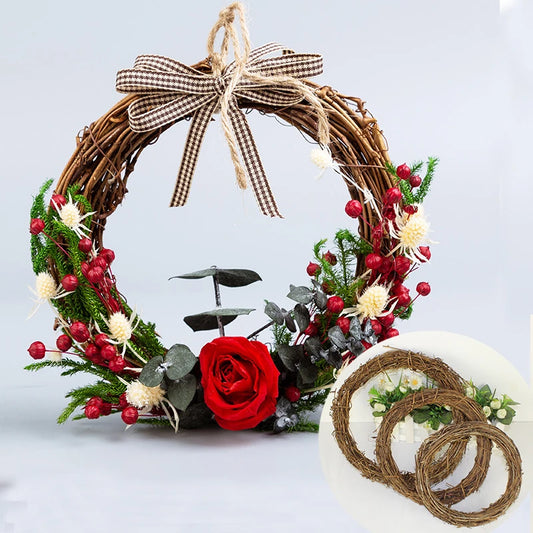 DIY Merry Christmas Decorations For Home Natural Rattan Wreath Garland Tree Craft Xmas Decor Accessories Spring Wedding New Y