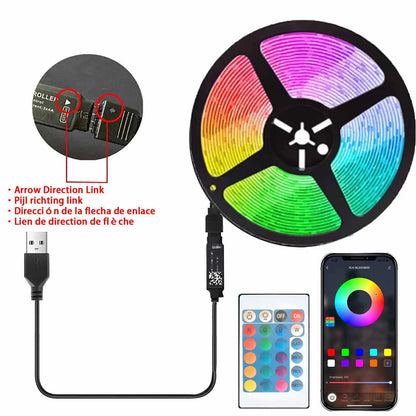 5M Led Light with USB Plug 24 Keys 5050 Multicolor RGB TV Background Light Bar Game Room Family Party Decoration Night Light