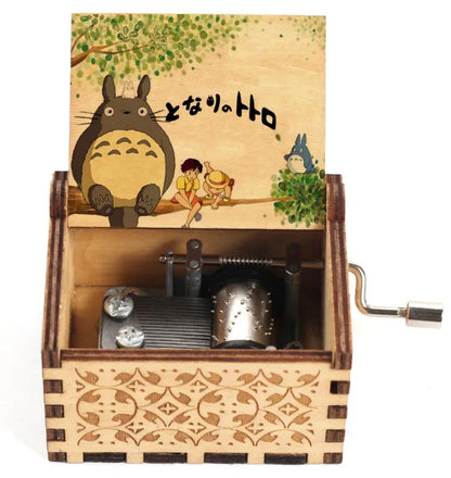 2025 HOT NEW GOOD toy Wooden painted music box, Totoro music gift, ornament, light luxury wooden hand cranked music box - T