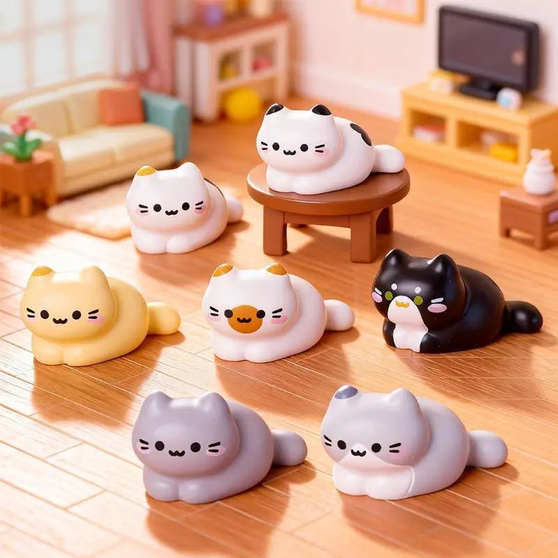 8Pcs Cute Cat Figurine Miniature DIY Decor Lovely Kitten Ornament Home Desk Car Dashboard Micro Landscape Mini Crafts Decorat