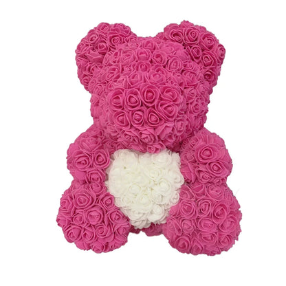 Red Rose Bear 40cm Bear Of Roses Artificial Flower Rose Teddy Bear For Women Valentine's Day Wedding Birthday Christmas Gift 