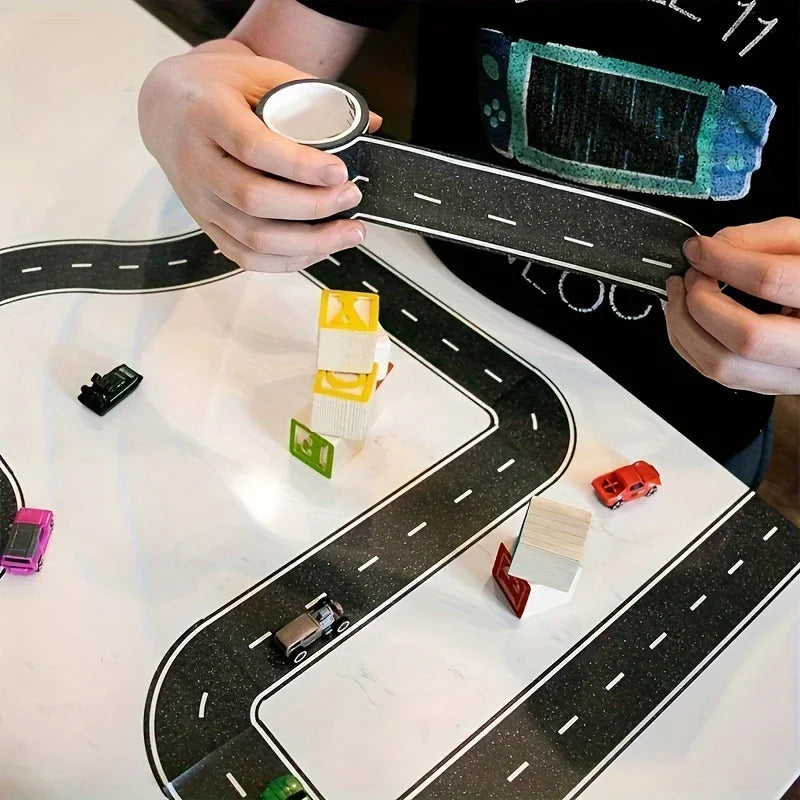 Cartoon Style Reusable Road Stickers, Black Polyurethane Road Tape, Suitable for Party Racing Decoration