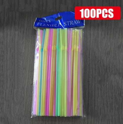 50-1000Pcs Drinking Straws Colorful & Black rietjes Flexible Wedding Party Supplies Drinking Straws Kitchen - Multicolor-100P