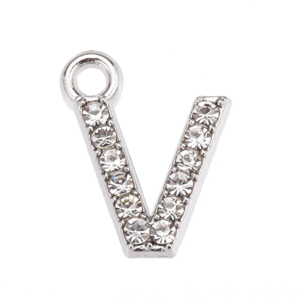 10/26pcs Silver Color Alloy Crystal Mini Alphabet 26 Letter Charms Pendants for Women Necklace Earring Jewelry Accessories