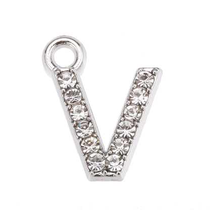 10/26pcs Silver Color Alloy Crystal Mini Alphabet 26 Letter Charms Pendants for Women Necklace Earring Jewelry Accessories