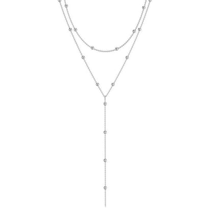 Golden Plated Lariat Necklace for Women Fashion Double Laryered Long Chain Drop Pendant Choker Necklaces Fashion Gifts