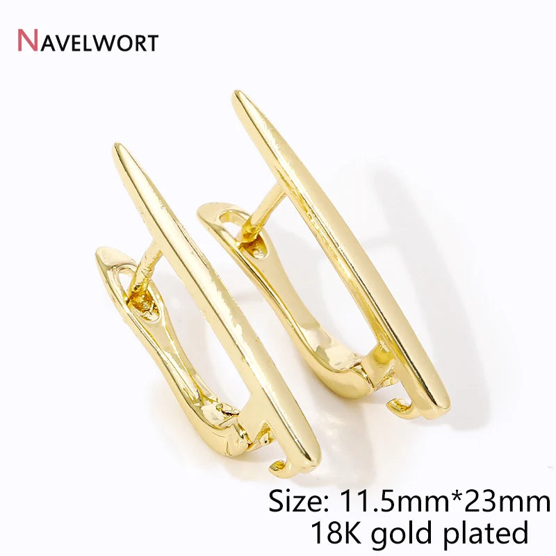 18K Gold Plated Brass Metal Earwires Basic Fasteners,Earring Fixtures,Inlaid Zircon Earring Hooks,Earring Making Supplies - 1