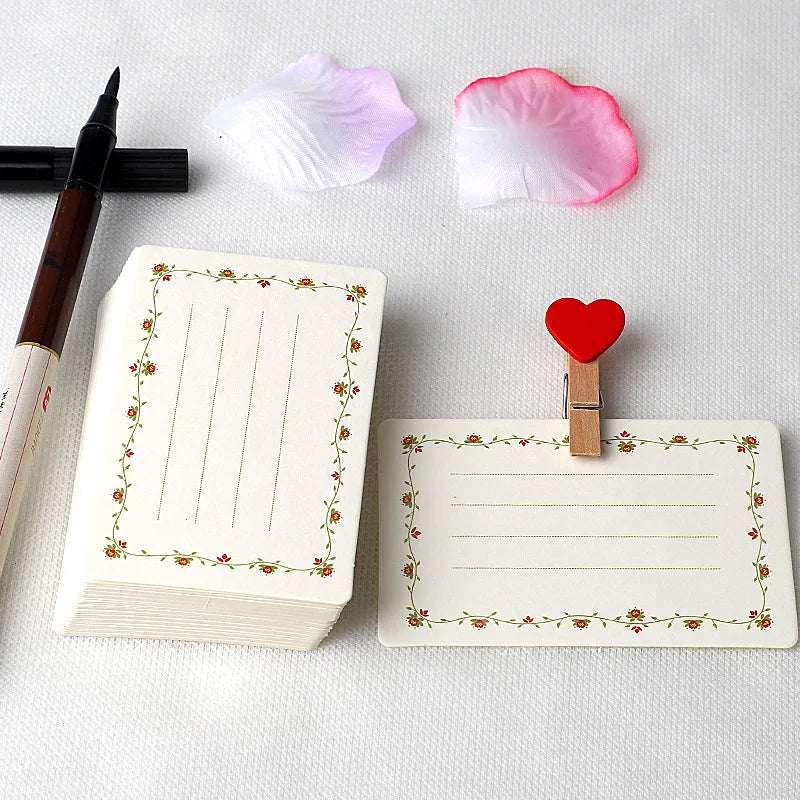20/40Pcs Blank Greeting Cards, Chinese Style Paper, White Kraft, Small, Floral, DIY Crafts - F / 40Pcs