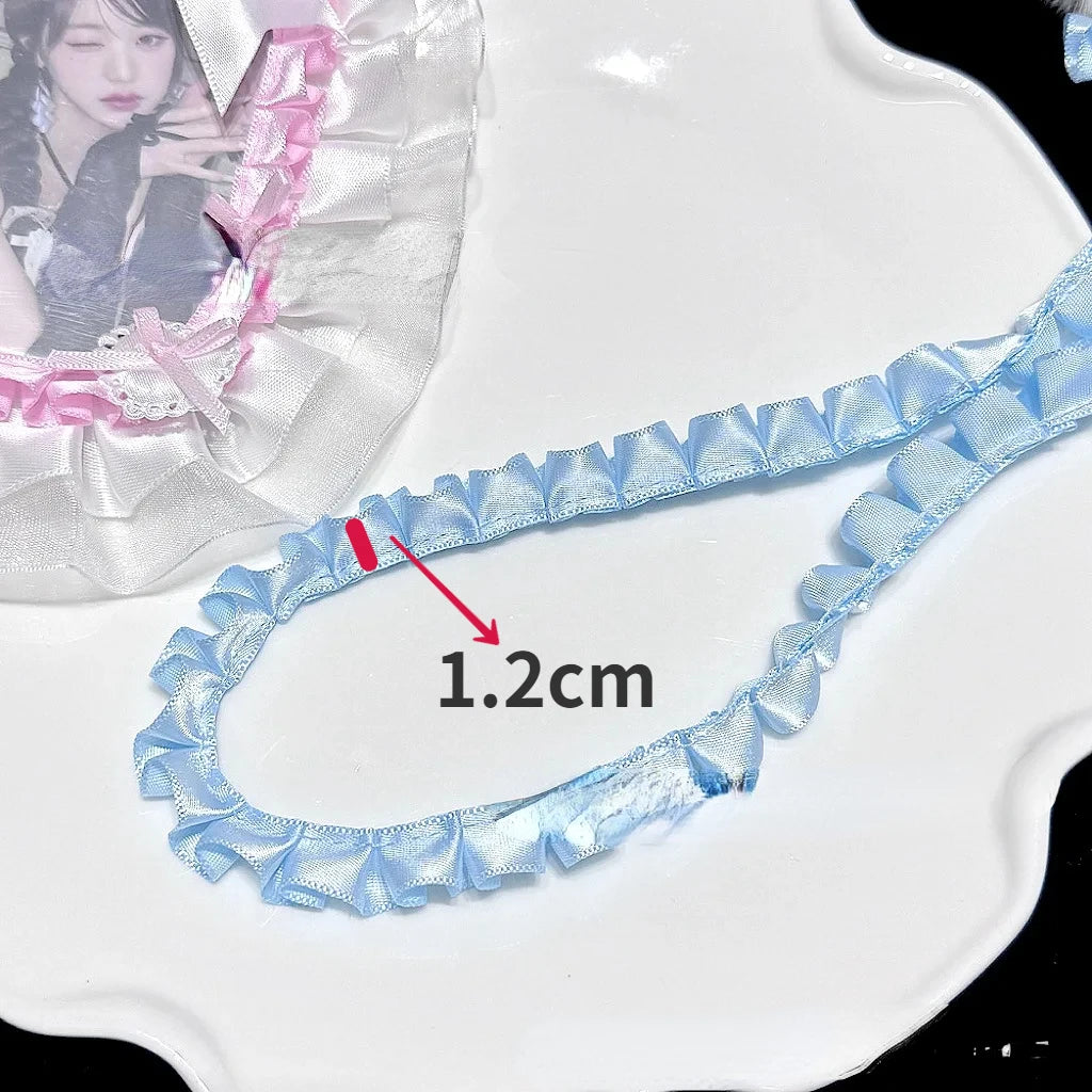1 Meter 3.8CM Wide Double Layers Organza Satin Pleated Lace Ribbon Lolita Bags Decorative Fabric Ruffle Trim DIY Ita Bag Deco