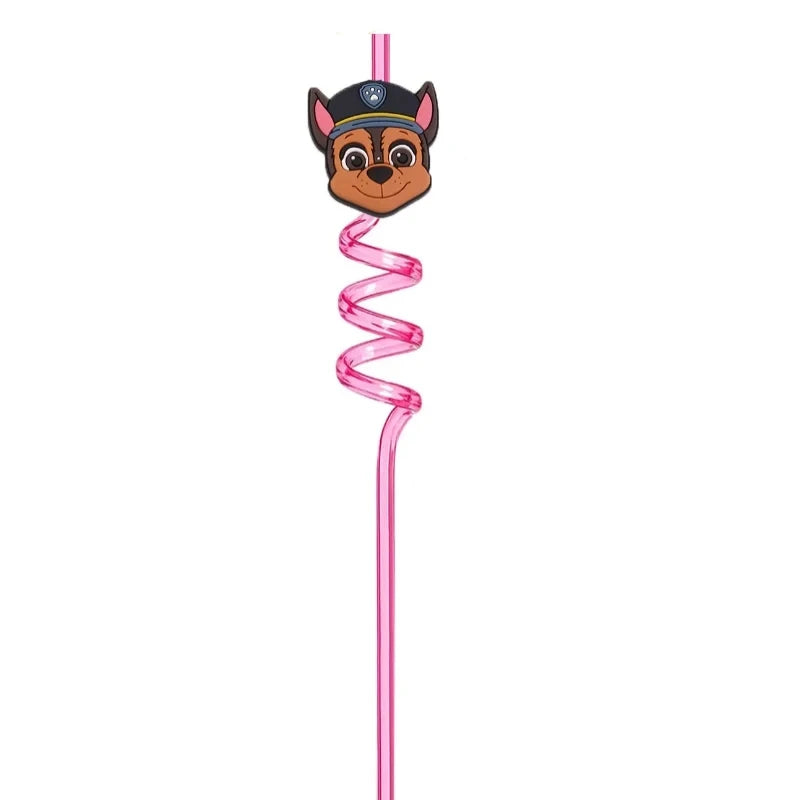 6Pcs Paw Patrol Straws Food Grade Spiral Pipette Kids Boys Girls Birthday Party Decoration Baby Shower Party Supplies Gifts -
