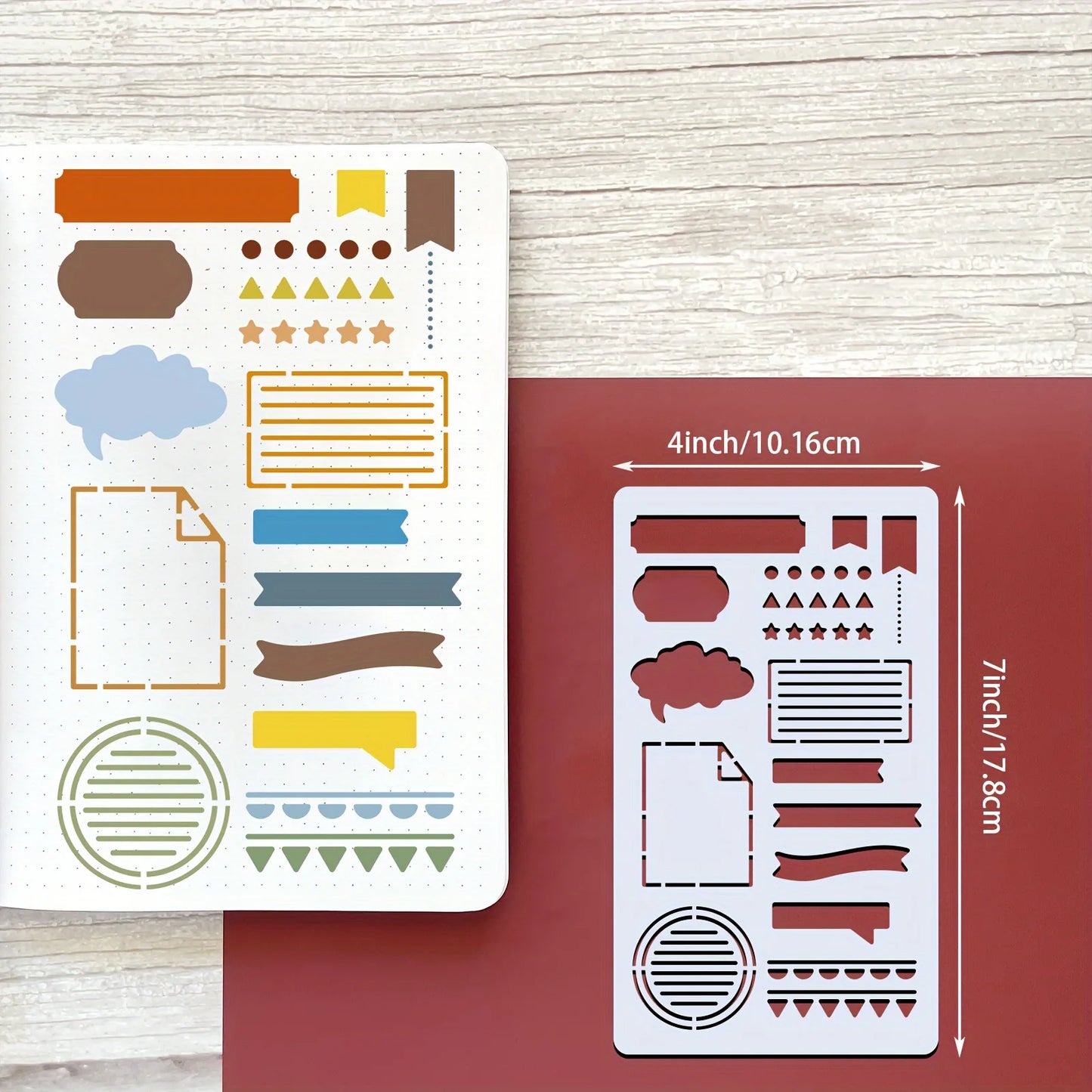 15Pcs Reusable Bullet Stencils Diary Drawing Templates For Painting DIY Scrapbooking Diary Scrapbook Journal Stationery Gifts