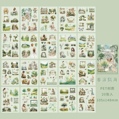 Stickers Book Landscape Decorative Decal Film Impression Seal For DIY Diary Planner Scrapbook Album School Supplies Stationer
