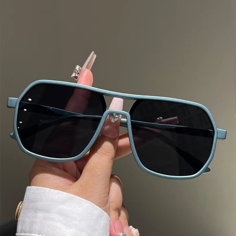 KAMMPT Irregular Rim Sunglasses Men 2025 New Fashion Vintage Double Bridge Shades Women Trendy Brand Design Mirror Sun Glasse
