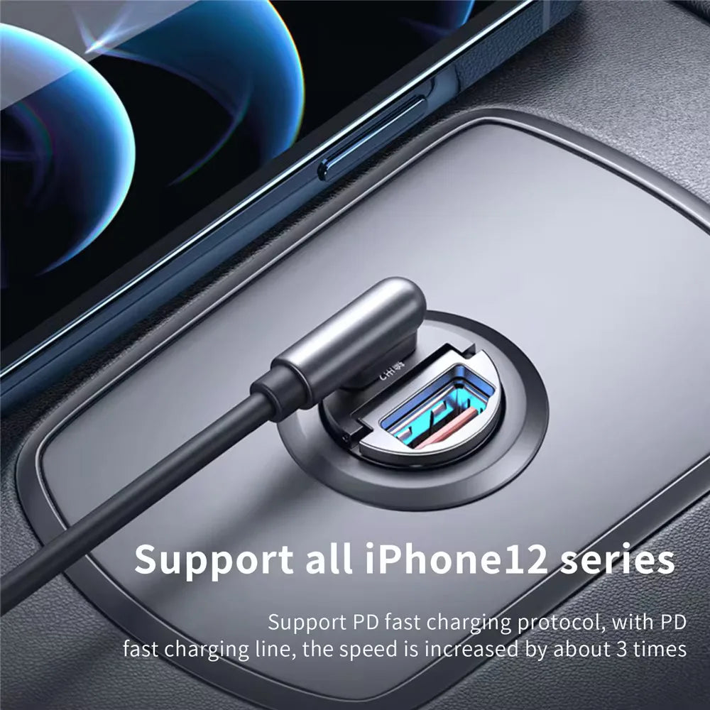 100W/200W QC3.0 PD Mini Car Charger 12-24V Lighter Fast Charging Car USB Type C Charger for Xiaomi Samsung Huawei iPhone Powe