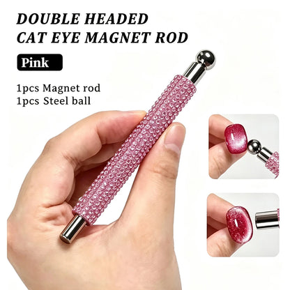 1/2Pcs Nail Cat Eye Magnetic Ball With Nail Magnetic Stick Tool Set Double-head Strong Magnet Pen 3D Cat Eye Gel Nail Supplie