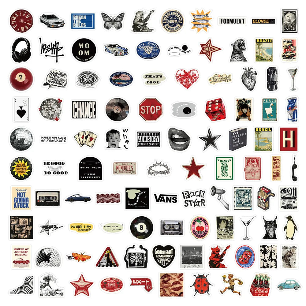 103 Sheets American Vintage Stickers, Retro Aesthetic Decorative Decals for Phone Case Laptop Journal Papery Pop Store