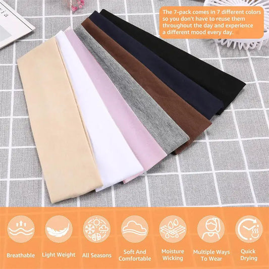 7PCS Elastic Sports Headbands For Women Stretchy Candy-Colored Hairbands Fashion Sweatbands For Fitness Yoga Running Cycling